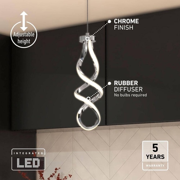 Artika Swirl 13-Watt Light Chrome Integrated LED Mini Pendant Light Fixture - Picture 2 of 16